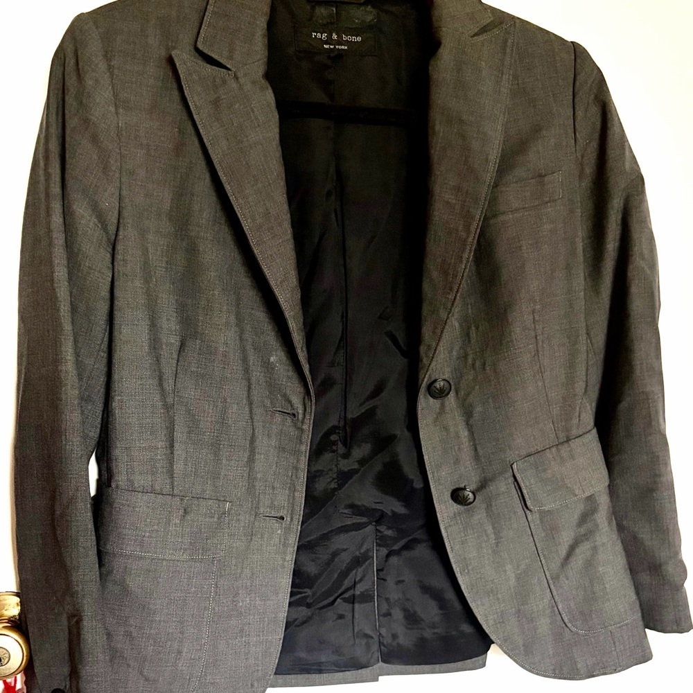 rag & bone Women’s Dark Gray Two-Button Blazer